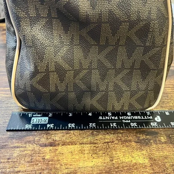 Michael Kors Grayson Signature Satchel – Dark Brown/Beige - Picture 9 of 15